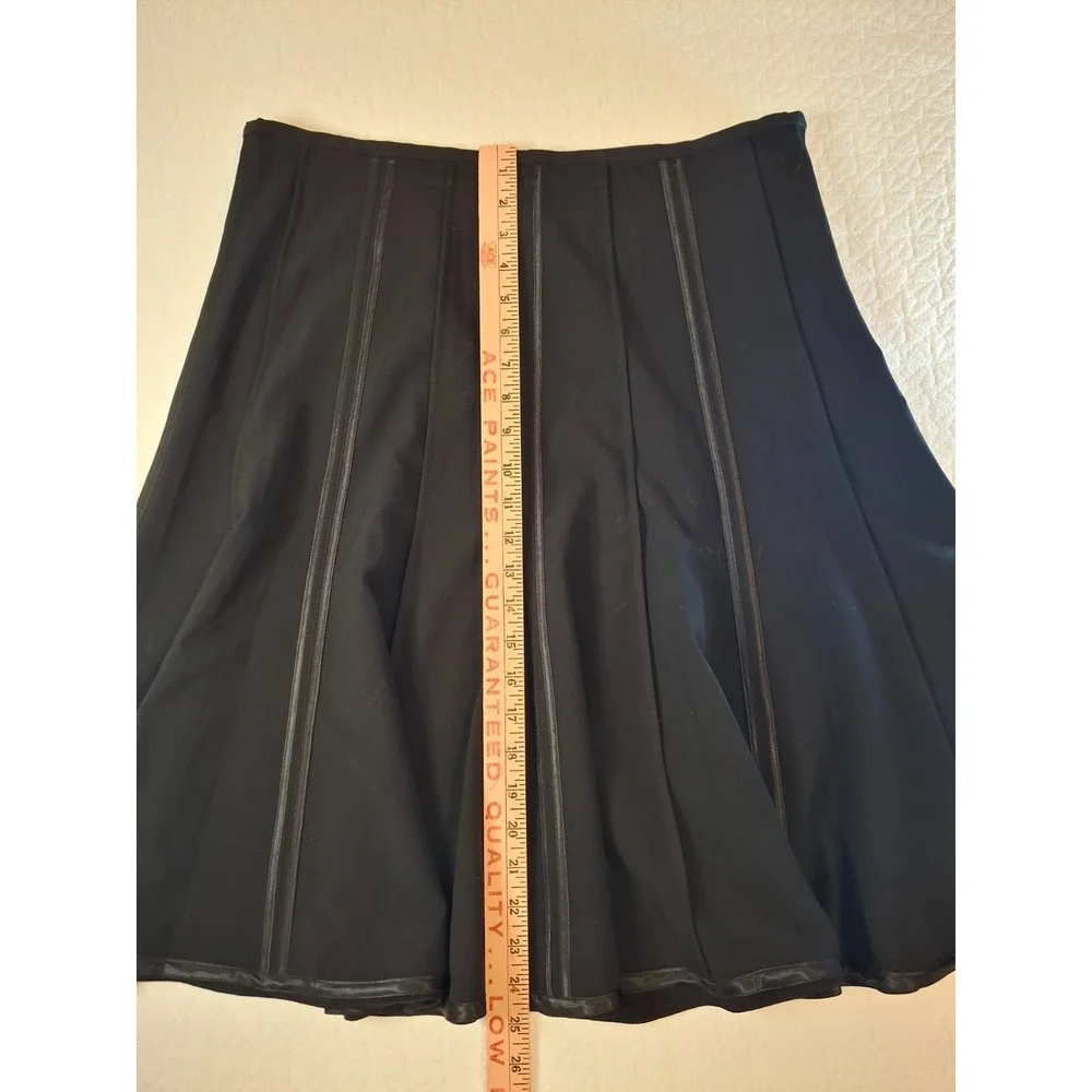 Dalia Womens Size 14 A-Line Skirt Black Satin Ribbon Trim Paneled Knee‎ Length